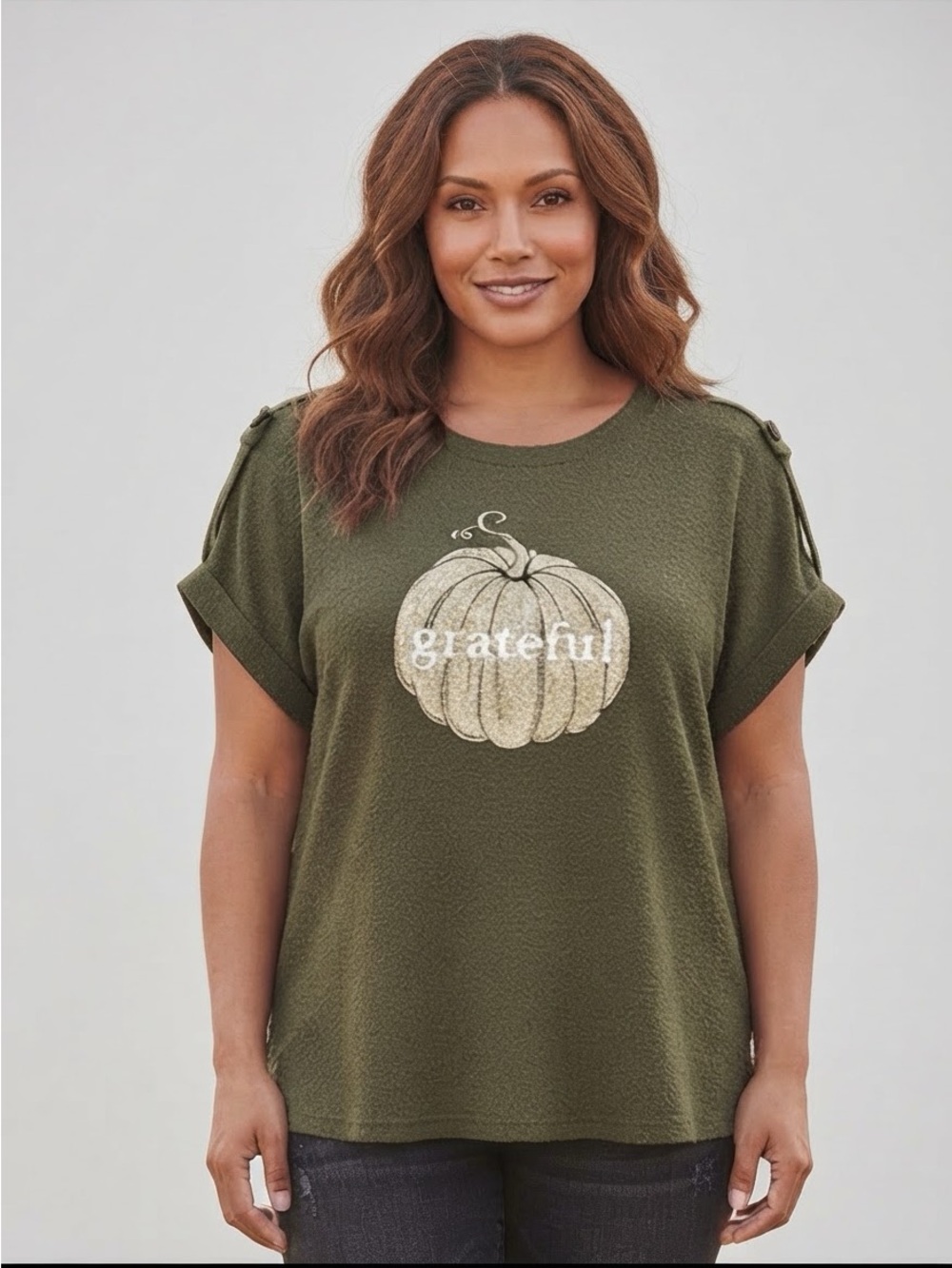 Trueself Grateful Short Sleeve Fuzzy Tshirt Size 2X